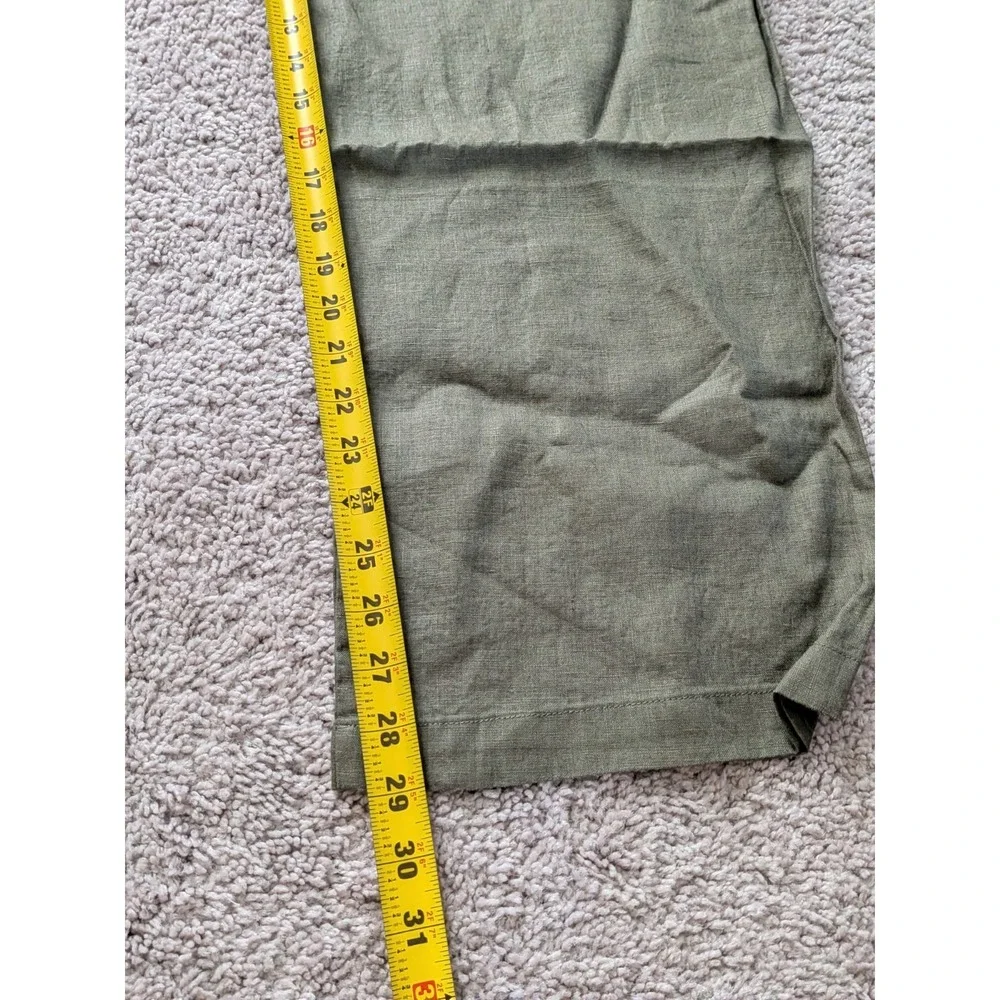 Quince 100% European Linen Pleated Trouser Bayberry Olive Womens 8 NWT